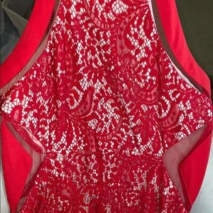 Red Halter mini dress with cut outs